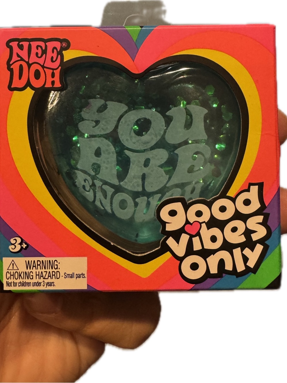 NeeDoh you are enough Good Vibes Only teal Heart Stress relief sensory ball